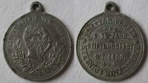 Medaille Militärverein Steinigtwolmsdorf 25jähriges Stiftungsfest 1893 (106766)
