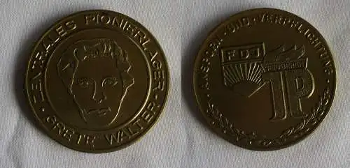 DDR Medaille Zentrales Pionierlager Grete Walter Stufe Gold (149481)