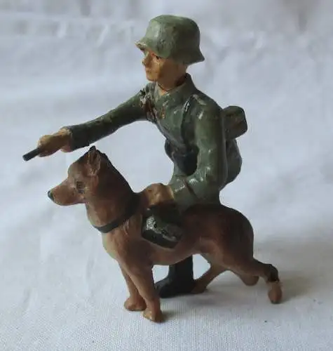 Elastolin Masse Figur Soldat Führer mit Meldehund 1933-39 (116735)