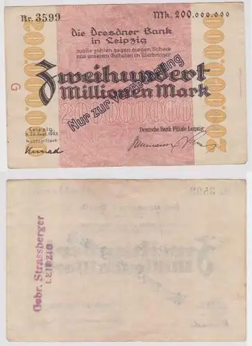 200 Millionen Mark Banknote Leipzig Dresdner Bank 20.9.1923 (156500)