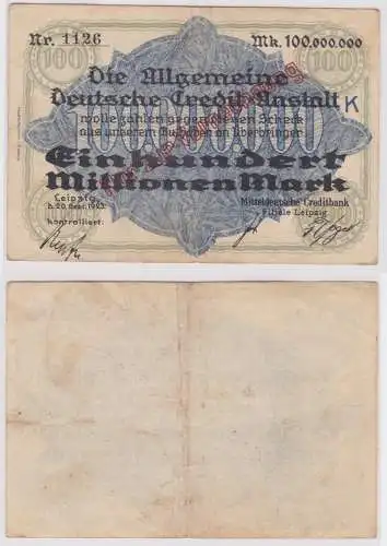 100 Millionen Mark Banknote Leipzig ADCA 20.9.1923 (157052)