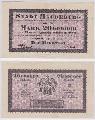 20 Millionen Mark Banknote Inflation Magdeburg 9.August 1923 (156649)