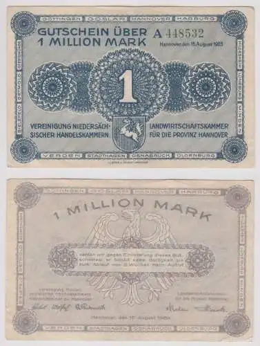 1 Million Mark Banknote niedrsächs.Handelskammern Hannover 15.8.1923 (157051)