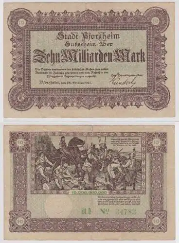 10 Milliarden Mark Banknote Inflation Stadt Pforzheim 25.10.1923 (156511)