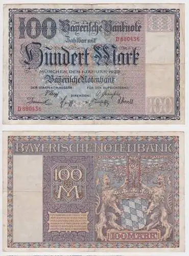 100 Mark Banknote Bayerische Notenbank München 1.1.1922 (157108)
