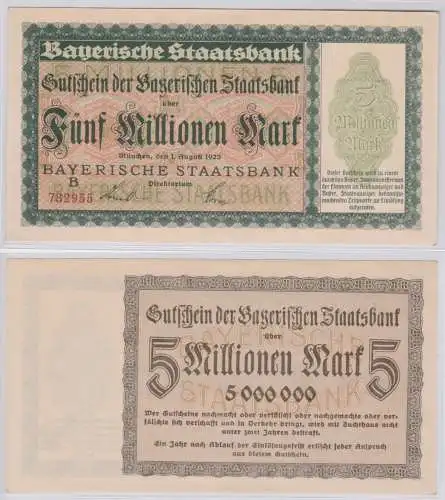 5 Millionen Mark Banknote Bayerische Staatsbank München 01.08.1923 (157054)