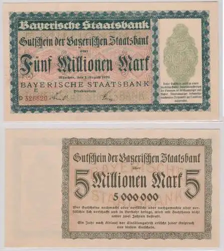5 Millionen Mark Banknote Bayerische Staatsbank München 01.08.1923 (157094)