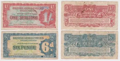6 Pence & 1 Shilling Banknoten British Armed Forces Großbritannien 1948 (156551)