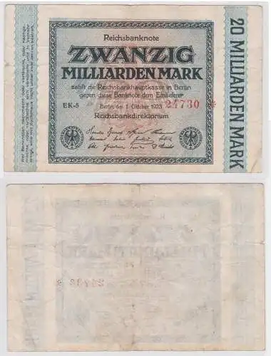 20 Milliarden Mark Banknote Berlin 1.Oktober 1923 Rosenberg 115a (156498)