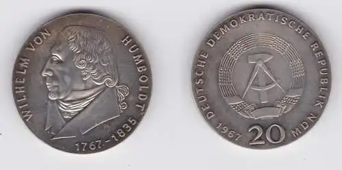 DDR Gedenk Münze 20 Mark Wilhelm von Humboldt 1967 Stempelglanz (137107)