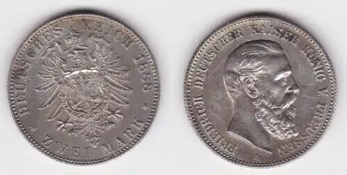 2 Mark Silbermünze Preussen Kaiser Friedrich 1888 Jäger 98 vz (141733)