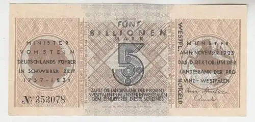 5 Billionen Mark 14.11.1923 Westfälisches Notgeld Landesbank Münster (115778)