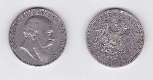 5 Mark Silbermünze Baden Großherzog Friedrich 1903 Jäger 33  (124533)