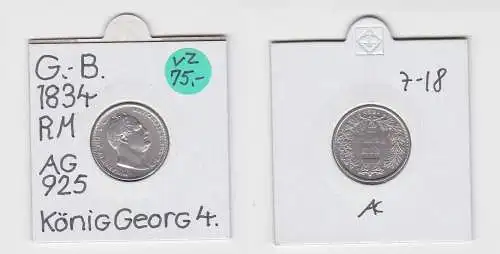 6 Pence Silber Münze Großbritannien 1834 (133591)