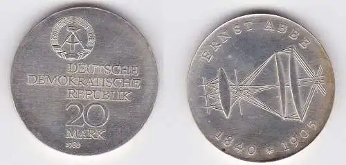 DDR Gedenk Münze 20 Mark Ernst Abbe 1840-1905, 1980 (128901)