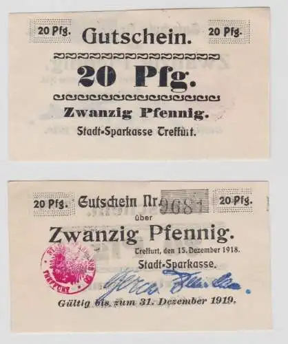 20 Pfennig Banknote Notgeld Stadt Sparkasse Treffurt 15.12.1918 (138046)
