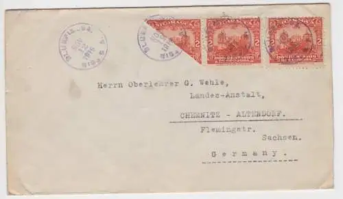 94192 Brief von Nicaragua nach Chemnitz mit Briefmarken Halbierung 1919