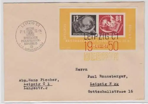 DDR Debria-Block Mi.-Nr. Block 7 auf Brief gel. von Leipzig nach Leipzig 96279