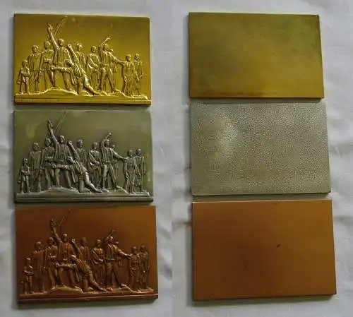 3 DDR Plaketten Mahn und Gedenkstätte Buchenwald Gold Silber Bronze  (134634)