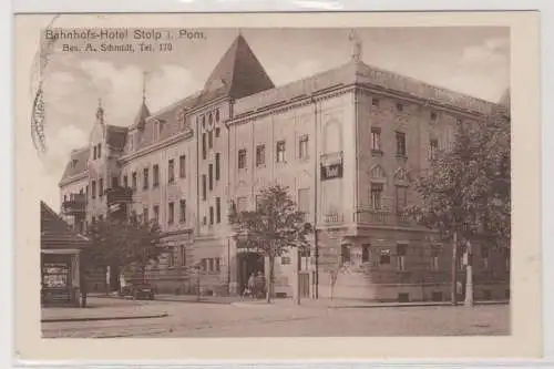 81267 Ak Stolp Słupsk in Pommern Bahnhofshotel 1931