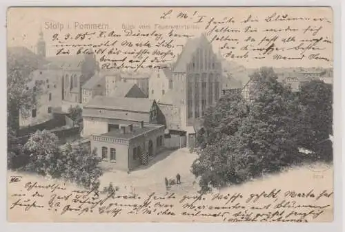 95251 Ak Stolp Słupsk in Pommern Blick vom Feuerwehrturm 1905