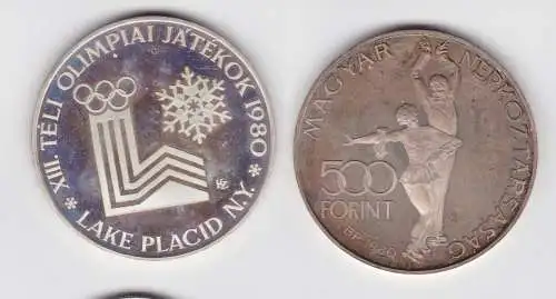 500 Forint Silber Münze Ungarn 1980 Olympiade Lake Placid 1980 Eistänzer(141624)