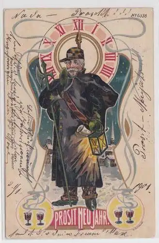 04639 Künstler Bruno Bürger Leipzig Ak No. 6338 Prosit Neujahr 1901