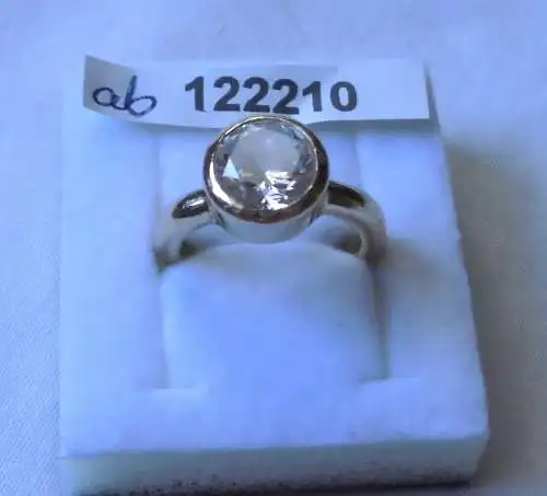 aparter Damen-Ring Silber 925 vergoldet mit farblosem Stein (122210)