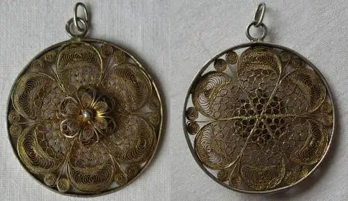 eleganter 800er Silber Ketten Anhänger in Form einer Blüte (152690)