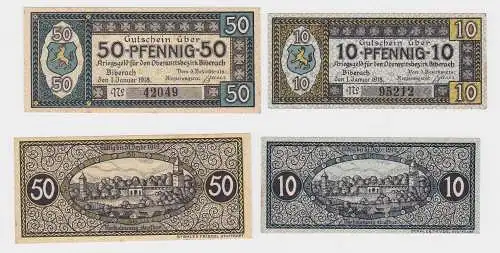 2 Banknoten Notgeld Oberamt Biberach 1918 (123313)
