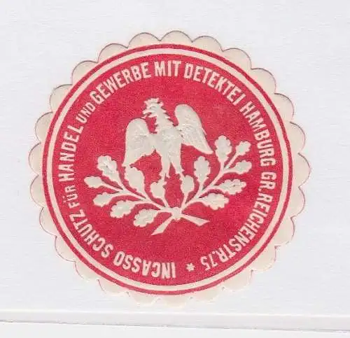 seltene Vignette Siegelmarke Incasso Schutz Detektei Hamburg (121459)