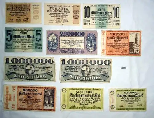 11 Banknoten Inflation Stadt Fürth in Bayern 1923 (122289)