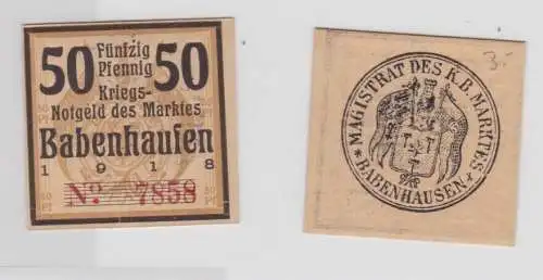 50 Pfennig Banknote Notgeld Markt Babenhausen 1918 (136359)