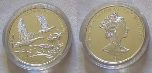 5 Dollar Silber Münze Bahamas Bedrohte Tierwelt Pfeifgänse 1994 (126454)