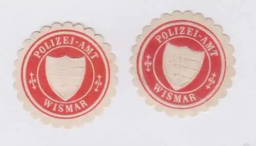 2 seltene Vignetten Siegelmarken Polizei Amt Wismar (121873)