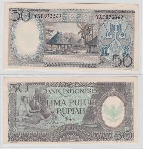 50 Rupien Banknote Indonesien 1964 Pick 96 fast bankfrisch (138292)