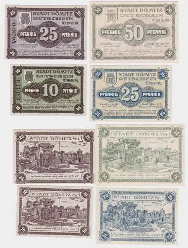 4 Banknoten Notgeld Sparkasse der Stadt Dömitz 1.6.1920 (121994)