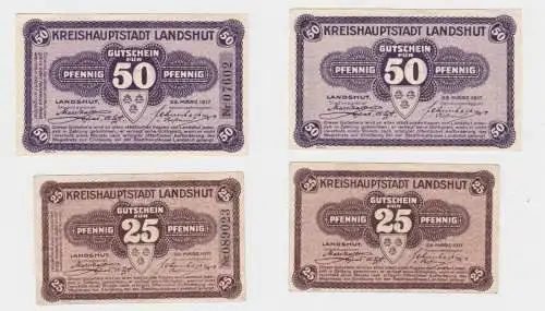 25 + 50 Pfennig Banknote Notgeld Stadt Landshut 29.3.1917 (136278)