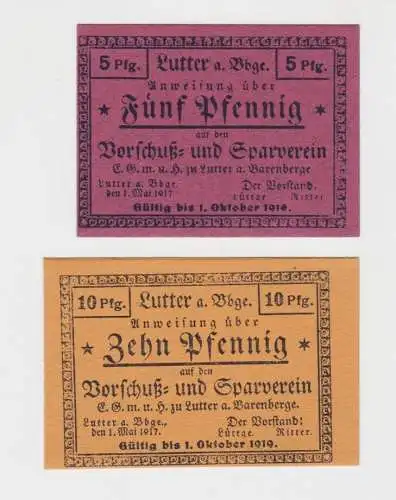5 + 10 Pfennig Banknote Notgeld Vorschuß- und Sparverein Lutter 1917 (136368)