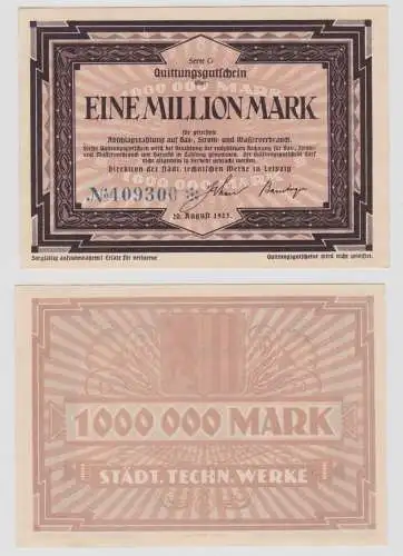 1 Million Mark Banknote Inflation Städt.Techn.Werke Leipzig  20.08.1923 (137273)