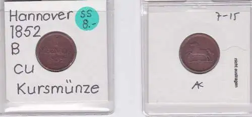 1 Pfennig Kupfer Münze Braunschweig-Wolfenbüttel 1852 B (121150)