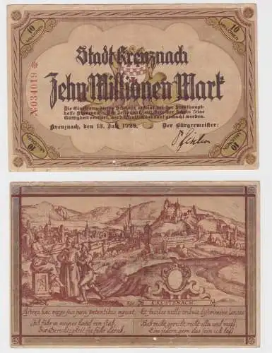 10 Millionen Banknote Inflation Notgeld Stadt Kreuznach 13.7.1923 (135803)