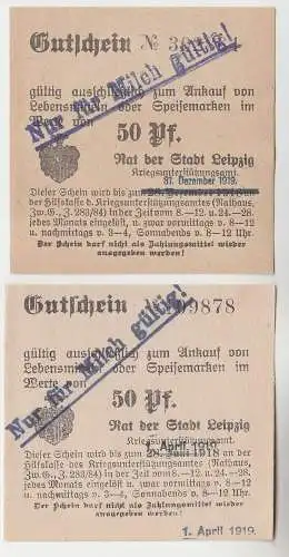 2 verschiedene 50 Pfennig Milch Gutscheine Stadt Leipzig (120806)