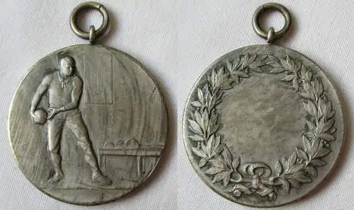versilberte Sport Medaille KegelnLorbeerkranz um 1925 (142144)