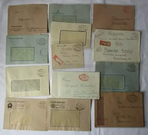 Sammlung von 13 DDR Briefen Gebühr bezahlt, Bahnpost usw. (124763)