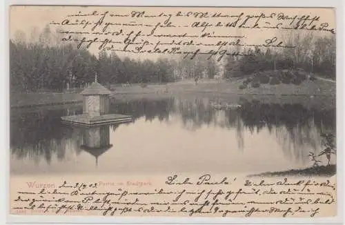 91338 Ak Wurzen in Sachen - Partie im Stadtparkt mit Teich 1903