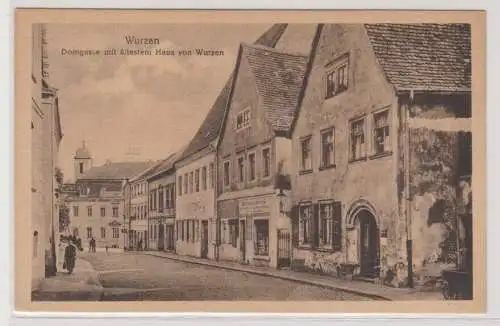 14485 Ak Wurzen - Domgasse mit ältestem Haus von Wurzen um 1910