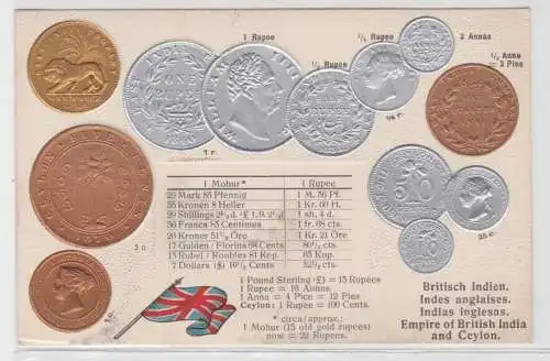 20504 Präge Ak mit Münzabbildungen Britisch Indien um 1920