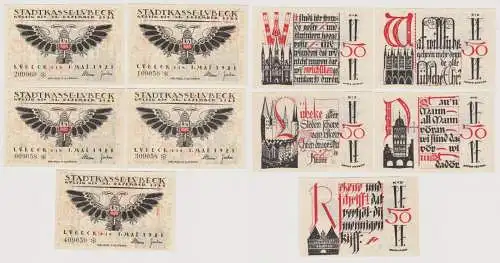 5 Banknoten Notgeld Notgeld Stadtkasse Lübeck 1.5.1921 (150563)