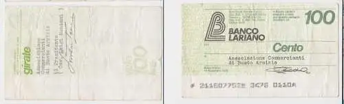 100 Lire Banknote Italien Italia Banco Lariano 10.11.1976 (154928)